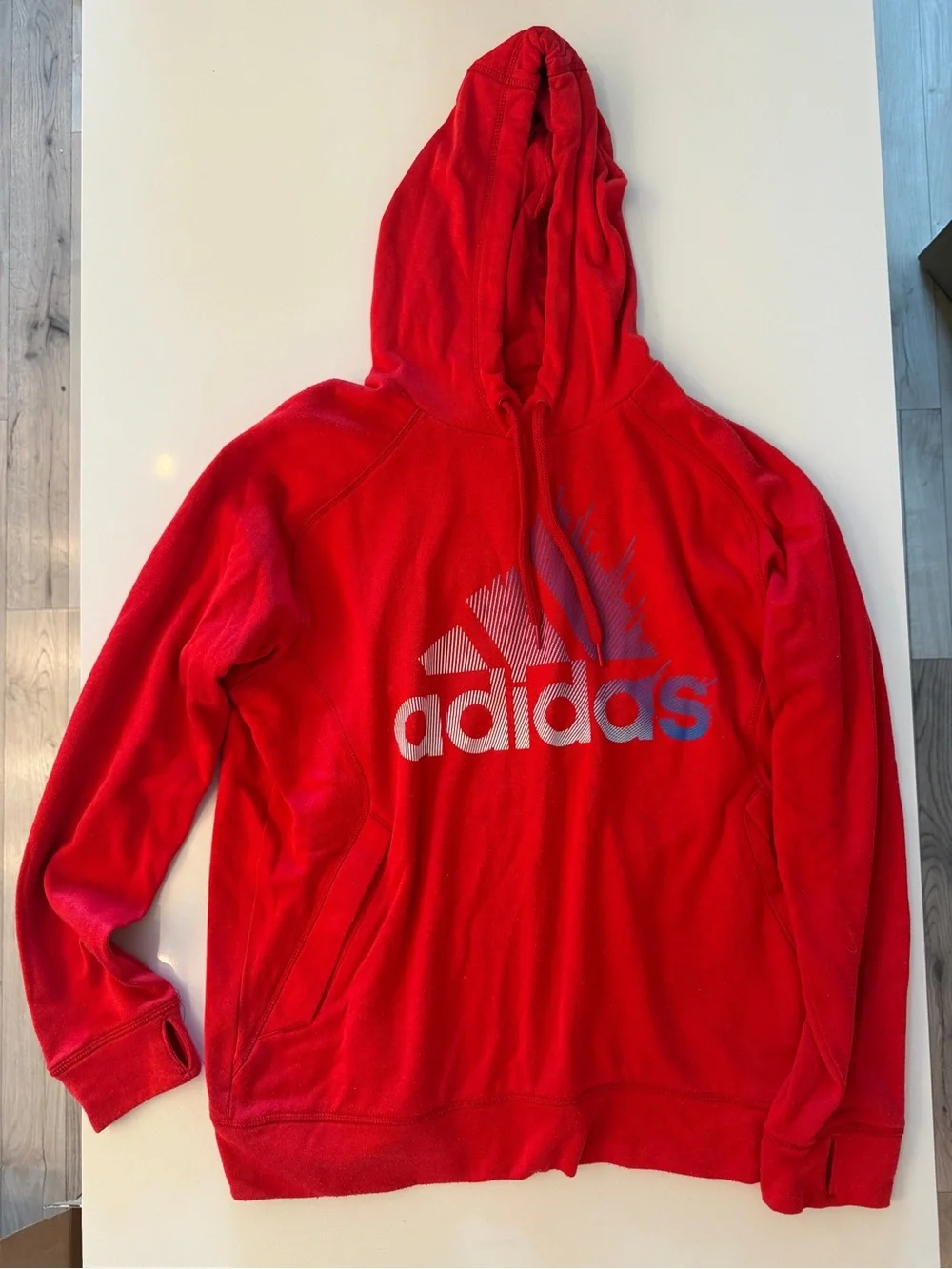 Adidas Men’s Red Logo Hoodie Sweater